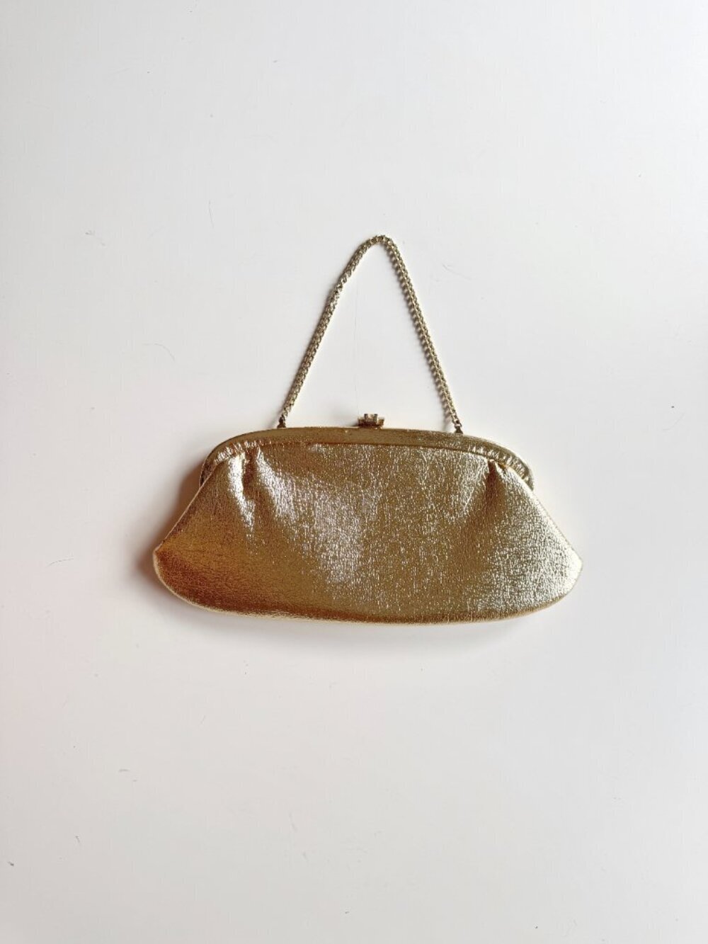 Vintage CINDERELLA Gold Lame Kiss Lock Evening Purse Clutch Bag